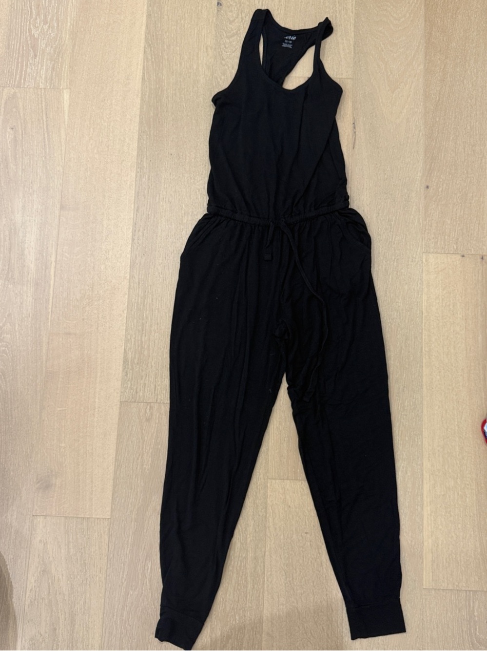 aerie Black Racerback Jumpsuit with Drawstring Waist